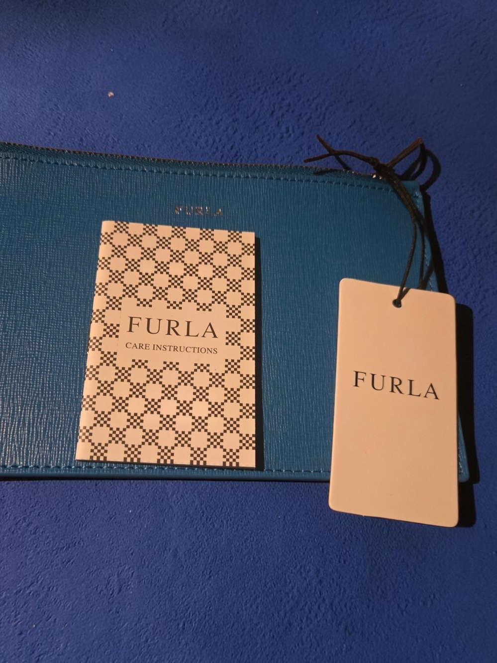 Furla Babylon Leather Envelope Pouch & Dust Bag NWT